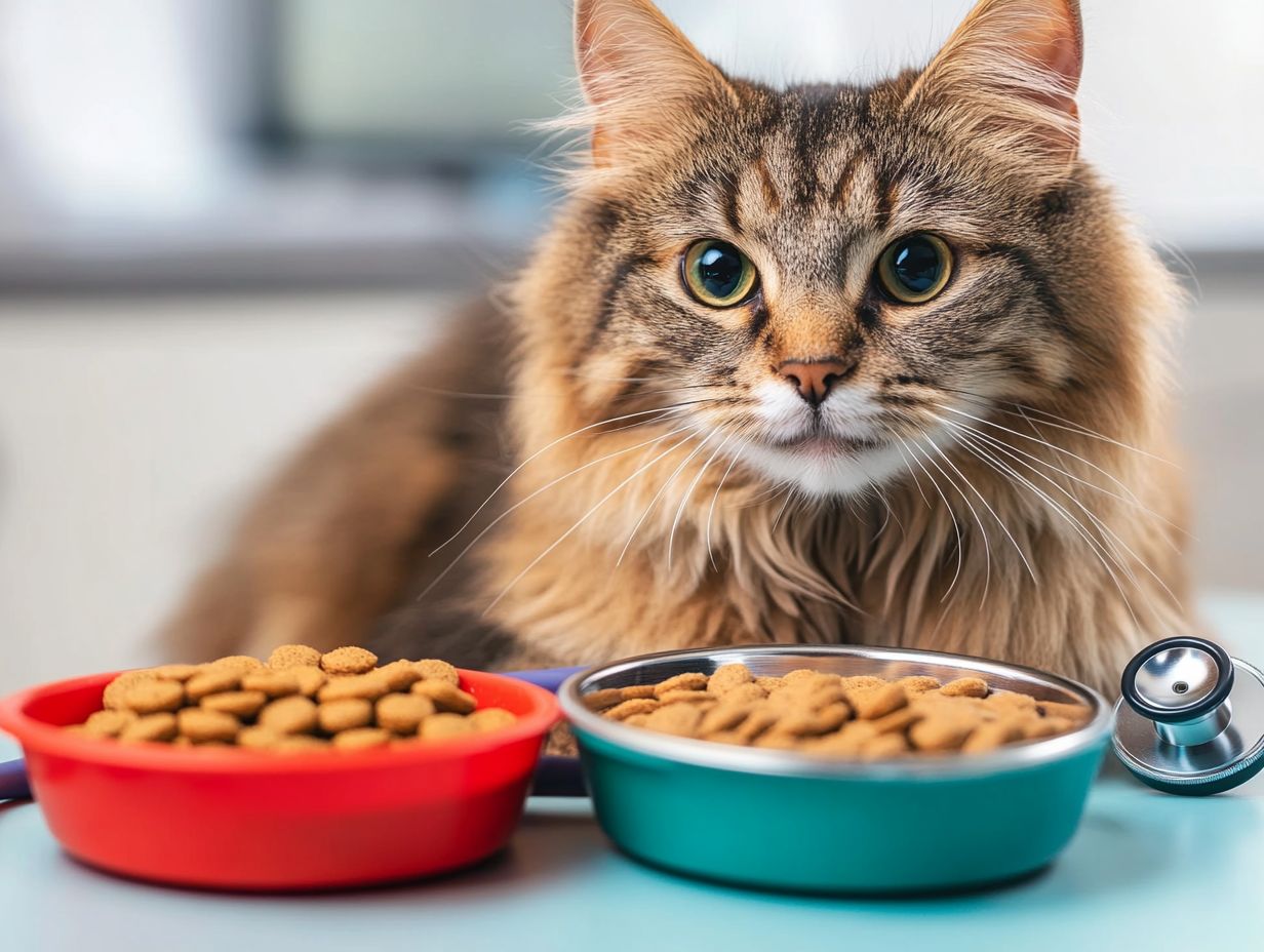 A cat being treated for skin conditions with prescription diets