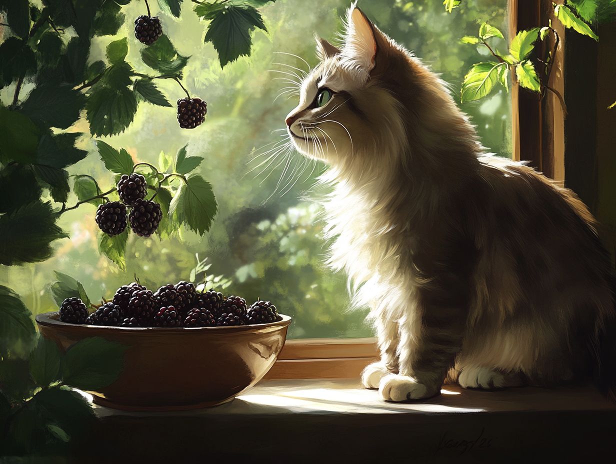 Fruits safe for cats, including strawberries, blueberries, and watermelon