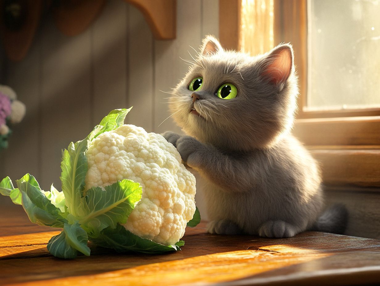 Image depicting frequently asked questions about cats and cauliflower