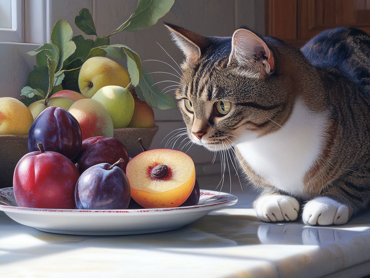 A visual representation of the dangers of plums for cats