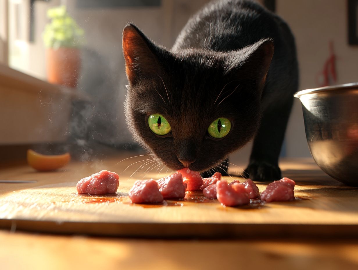 Safe handling tips for raw beef when feeding cats